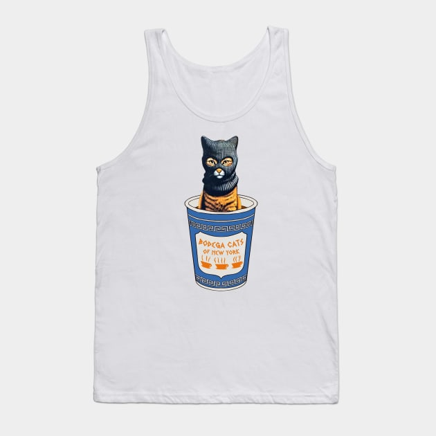 New York Bodega Feline - Coffee Cup Kitty Tank Top by Bodega Cats of New York